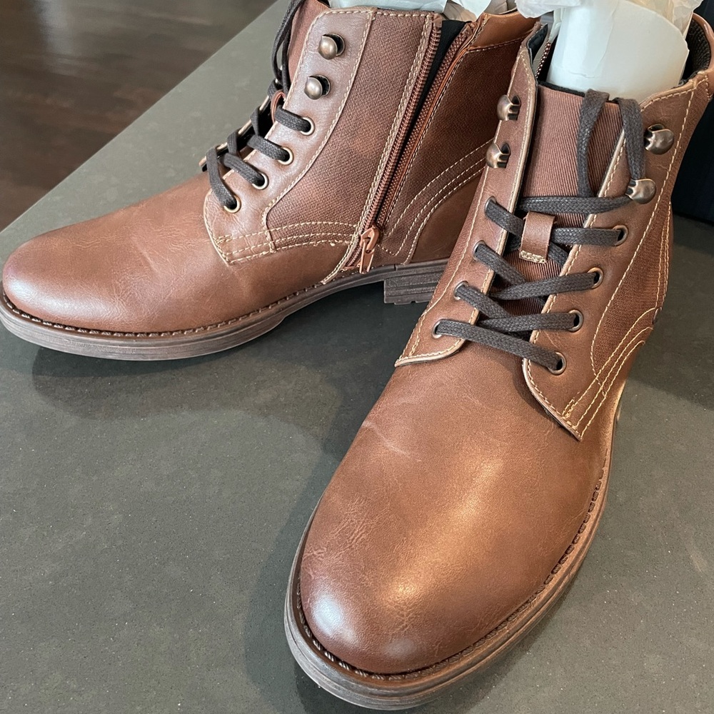 Alfani Men’s Tan Boots - Side Zip